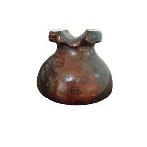 Vintage Brown Ceramic Porcelain Pinco 63 Insulator Threaded 3 1/4"